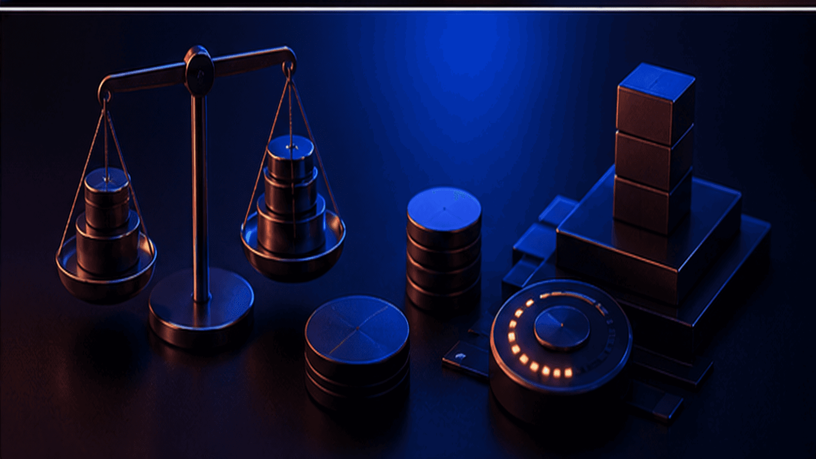 Balanced campaign decisions represented by connected blue and orange forms